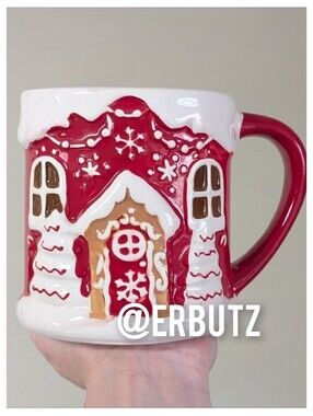 Peppermint & Pine Christmas Gingerbread House Mug with Embossed Design ❄️🎄